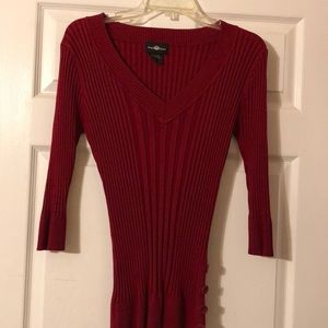 Red ribbed sweater